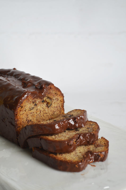 Banana Loaf with Dark Chocolate Glaze