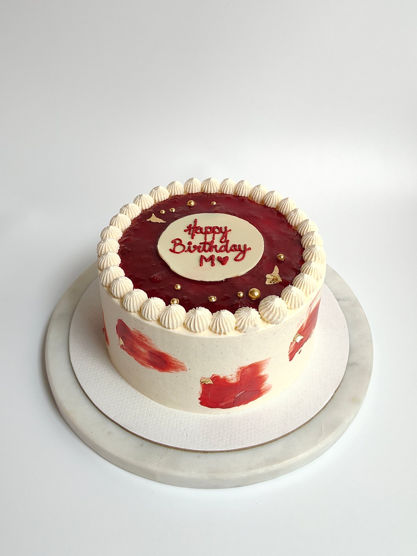 Vanilla Buttercream Cake with Strawberry Compote