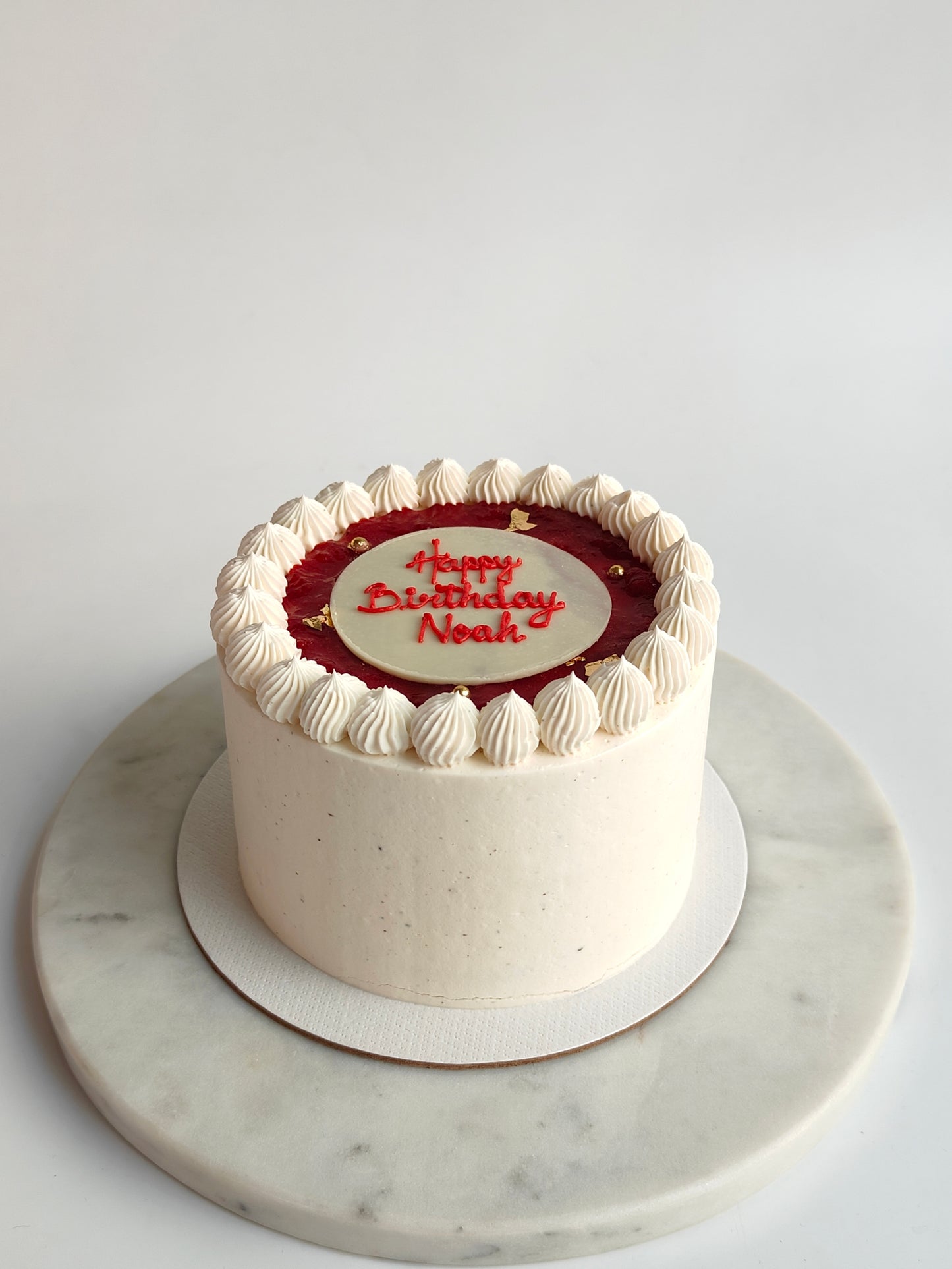 Vanilla Buttercream Cake with Strawberry Compote